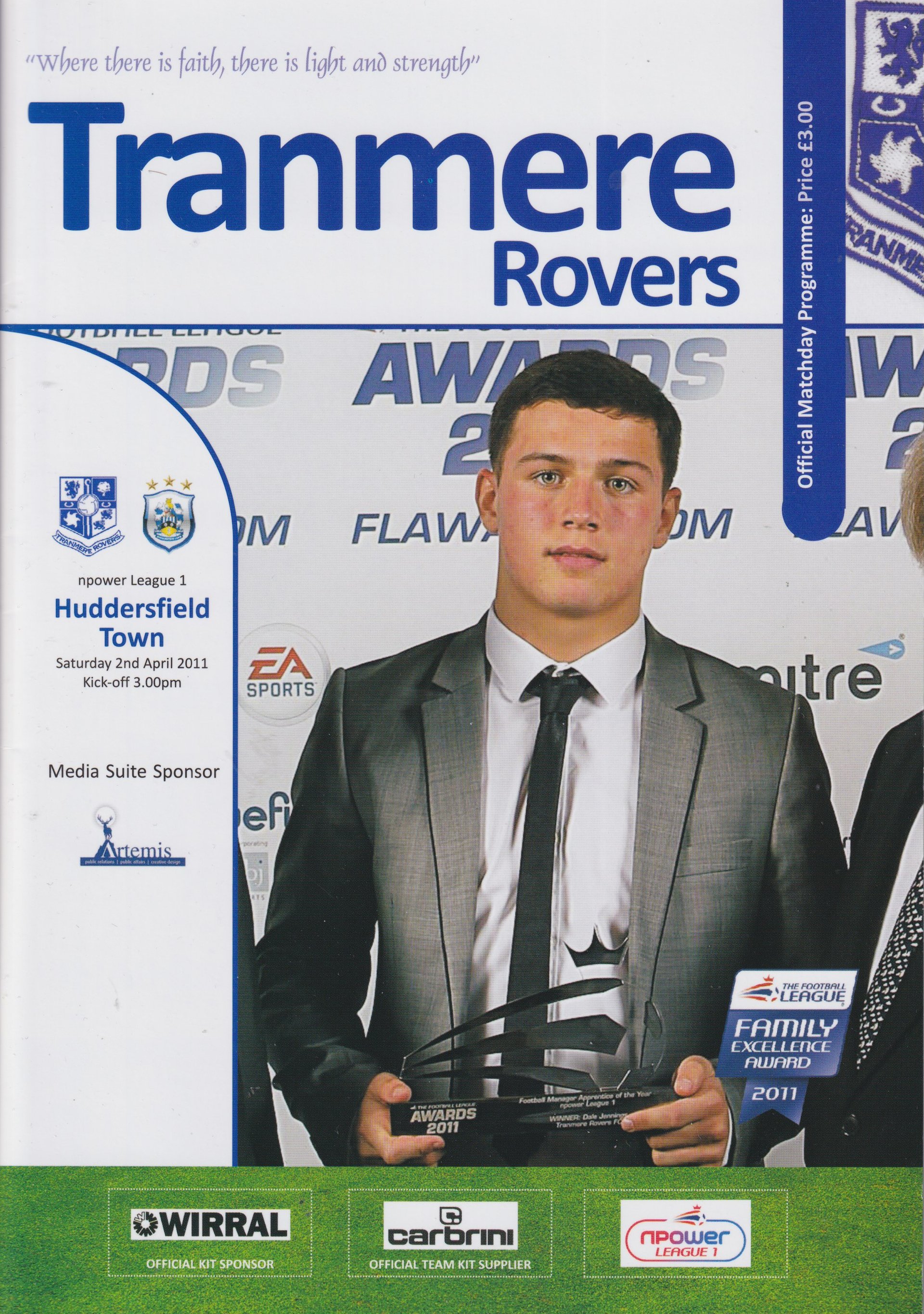 Tranmere Rovers v Huddersfield Town match programme